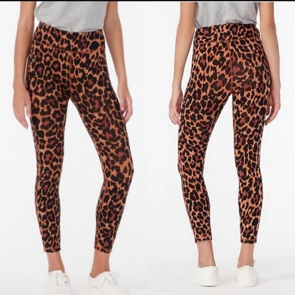 J.Crew Weekend High-Rise Leopard Cheetah Print Leggings Waist 7/8 Cotton Stretch - Picture 1 of 10